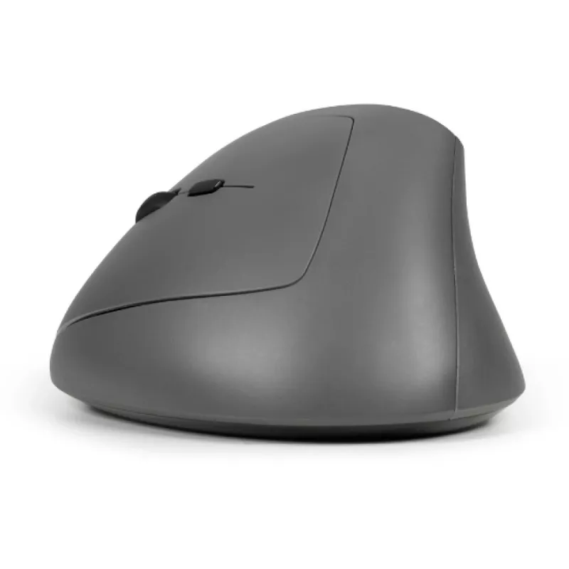 Ratón BakkerElkhuizen MidWay izquierdo, para zurdos, diseño vertical, óptico, RF inalámbrico + Bluetooth + USB Type-C, 2400 DPI, gris, negro