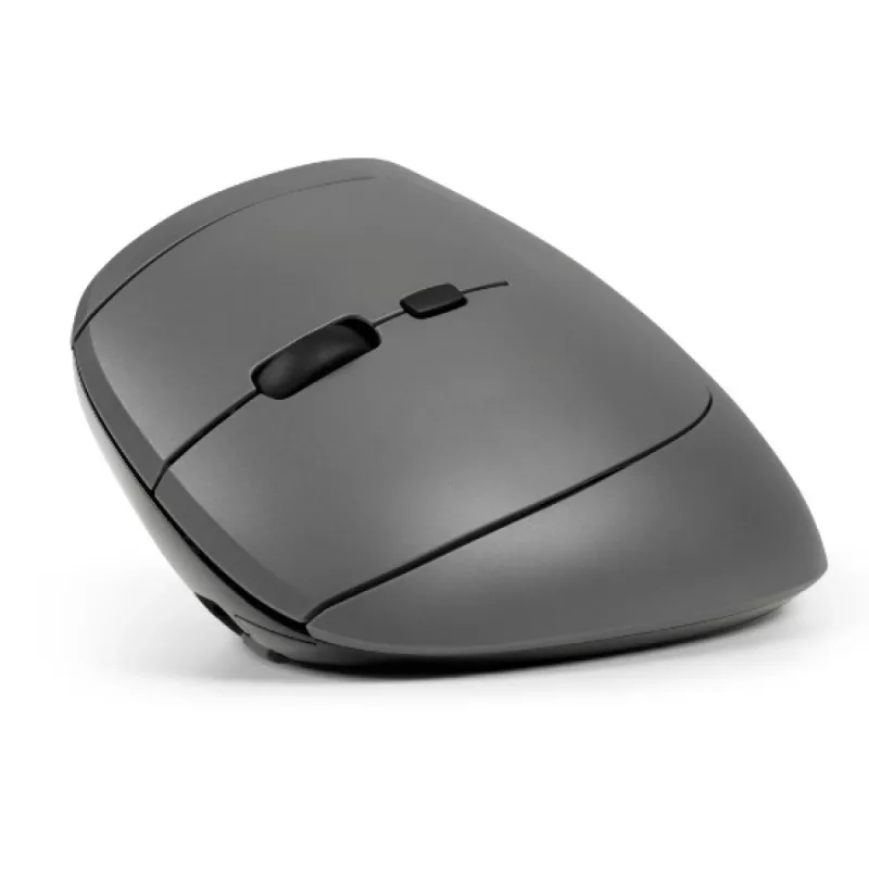 Ratón BakkerElkhuizen MidWay izquierdo, para zurdos, diseño vertical, óptico, RF inalámbrico + Bluetooth + USB Type-C, 2400 DPI, gris, negro