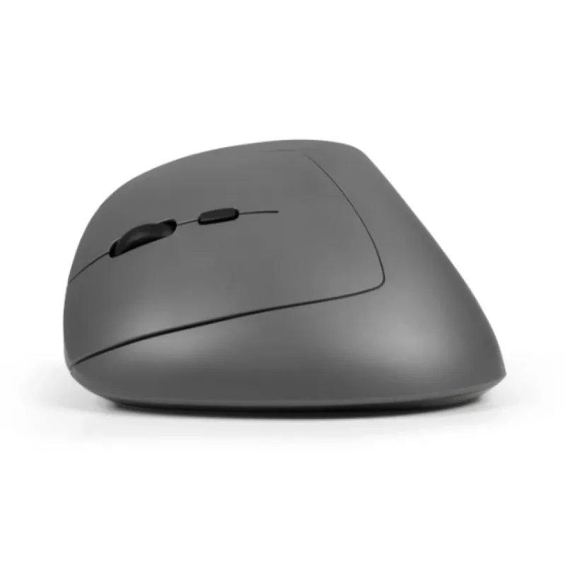 Ratón BakkerElkhuizen MidWay izquierdo, para zurdos, diseño vertical, óptico, RF inalámbrico + Bluetooth + USB Type-C, 2400 DPI, gris, negro