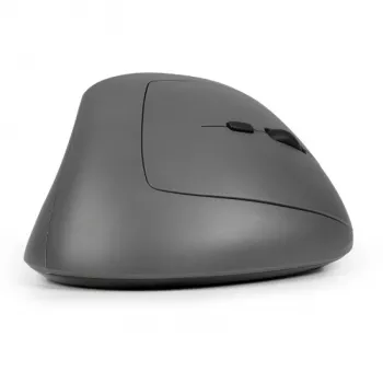Ratón BakkerElkhuizen MidWay derecho, para diestros, diseño vertical, óptico, RF inalámbrico + Bluetooth + USB Type-C, 2400 DPI, gris, negro