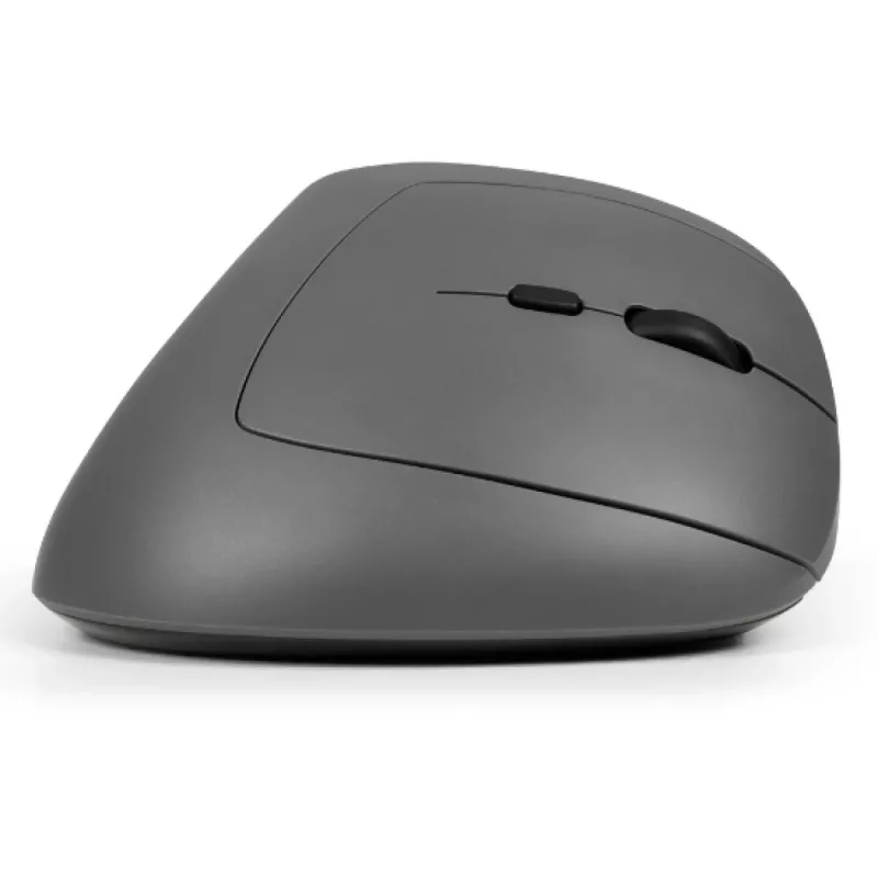 Ratón BakkerElkhuizen MidWay derecho, para diestros, diseño vertical, óptico, RF inalámbrico + Bluetooth + USB Type-C, 2400 DPI, gris, negro