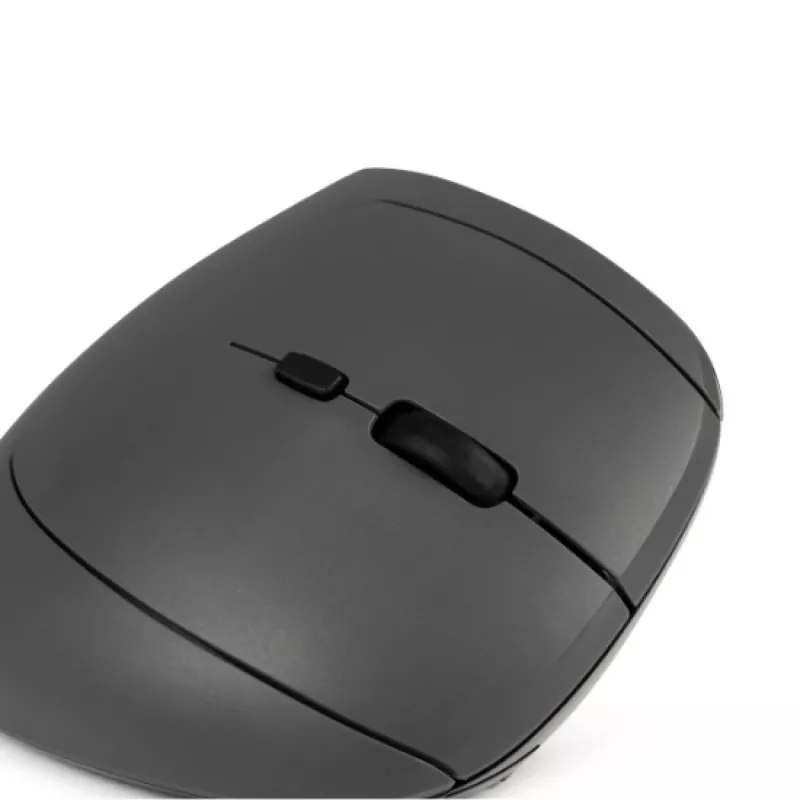 Ratón BakkerElkhuizen MidWay derecho, para diestros, diseño vertical, óptico, RF inalámbrico + Bluetooth + USB Type-C, 2400 DPI, gris, negro