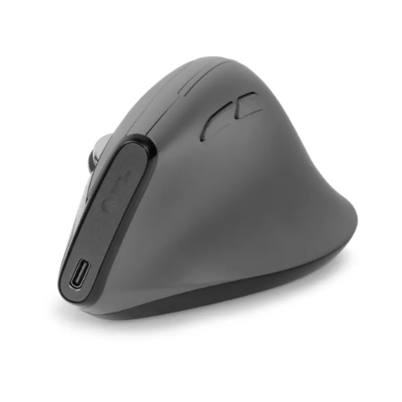 Ratón BakkerElkhuizen Grip Pro, para diestros, diseño vertical, óptico, RF inalámbrico, 2400 DPI, gris, negro, amarillo