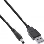 Cable adaptador de corriente USB-DC InLine, conector macho USB-A a conector hueco DC 5,5x2,10mm, negro, 1m