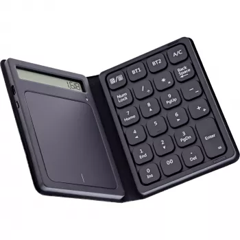 InLine 55379G Teclado numérico Bluetooth con touchpad y pantalla, plegable, negro