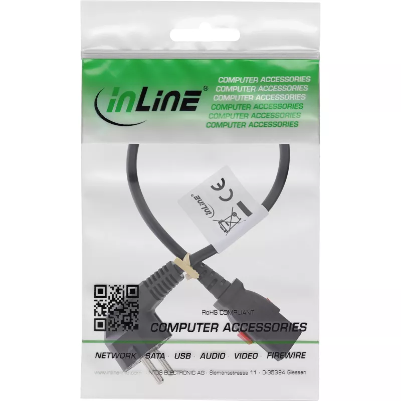 InLine 16954L Cable de alimentación negro 0,5 m IEC C13 CEE7/7