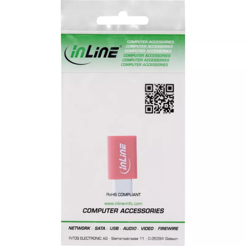 Adaptador de cambio de sexo InLine 31650 – USB-C a USB-C, rojo, 0,003 kg