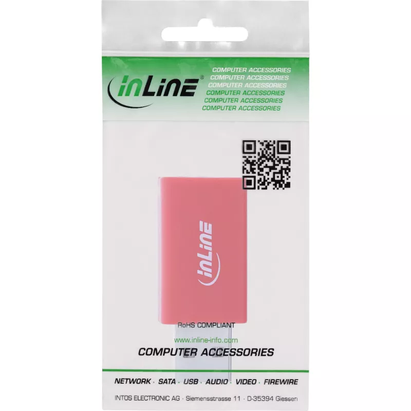 Cable adaptador de cambio de sexo InLine 31653 USB-A a USB-A, USB 2.0, rojo