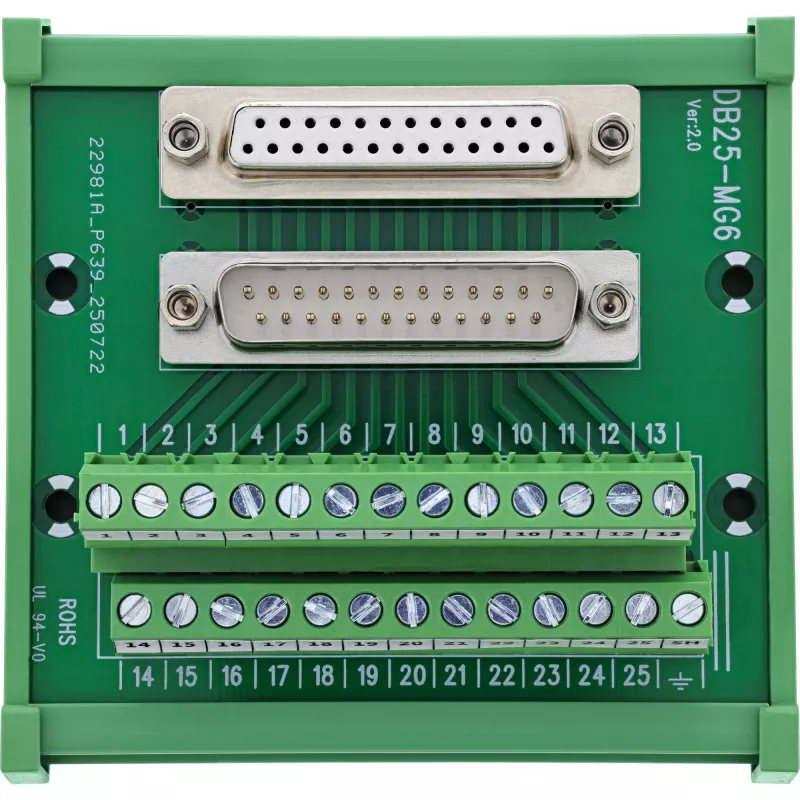 InLine 92502G Conector de cables regleta de bornes / D-Sub 25 verde