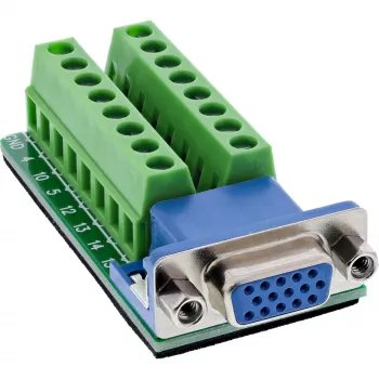 InLine 92503A Conector de cables regleta de bornes, VGA (HD15) azul, verde