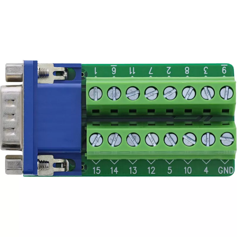 InLine 92503B Conector de cables regleta de bornes, VGA (HD15) azul, verde