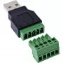 InLine 92504A Conector de cables USB-A / regleta de bornes, 5 polos negro, verde