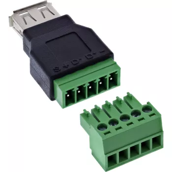 InLine 92504B Conector de cables USB-A / regleta de bornes, 5 polos negro, verde