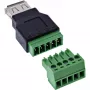 InLine 92504B Conector de cables USB-A / regleta de bornes, 5 polos negro, verde