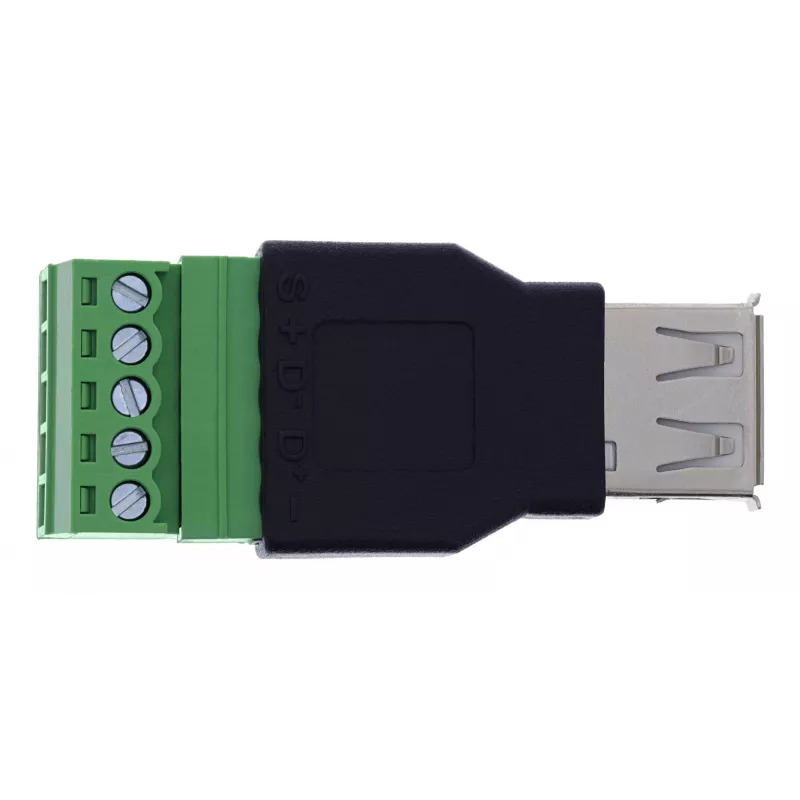 InLine 92504B Conector de cables USB-A / regleta de bornes, 5 polos negro, verde