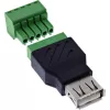 InLine 92504B Conector de cables USB-A / regleta de bornes, 5 polos negro, verde
