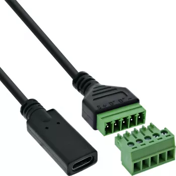 InLine 92504F Adaptador de cable USB-C / regleta de bornes, 5 polos negro, verde