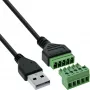 InLine 92504G Conector de cables USB-A / regleta de bornes, 5 polos negro, verde