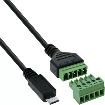 InLine 92504C Adaptador de cable Micro USB / regleta de bornes, 5 polos negro, verde