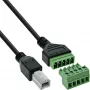 InLine 92504I Conector de cable USB-B / regleta de bornes, 5 polos negro, verde