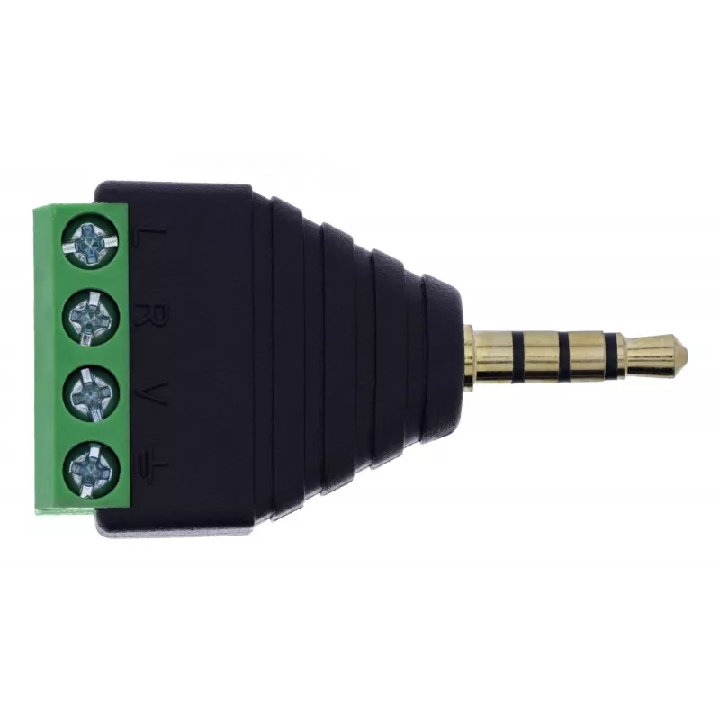 InLine 92504J Conector de cable conector jack TRRS de 3,5 mm 4 polos / regleta de bornes 4 conexiones negro, verde