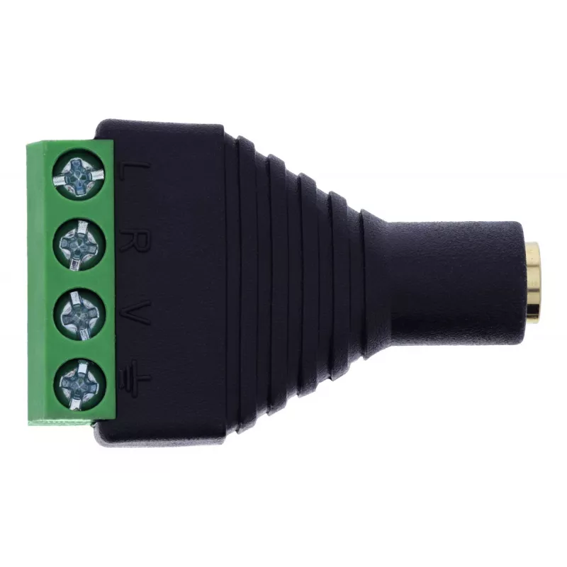 InLine 92504K Adaptador de cable conector hembra jack TRRS de 3,5 mm 4 polos / regleta de bornes 4 bornes negro, verde