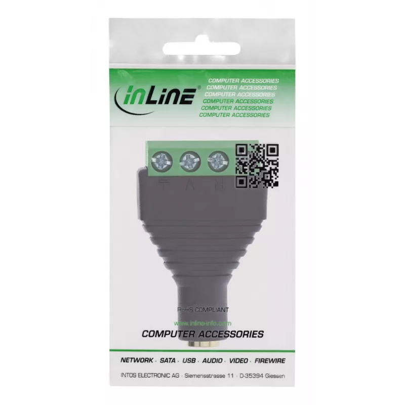 InLine 92504K Adaptador de cable conector hembra jack TRRS de 3,5 mm 4 polos / regleta de bornes 4 bornes negro, verde