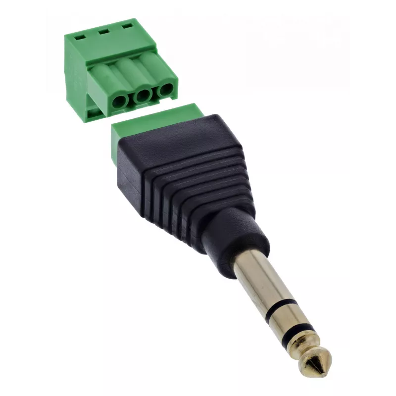InLine 92504L Conector de cable conector jack TRS de 6,35 mm 3 polos / regleta de bornes 3 bornes negro, verde