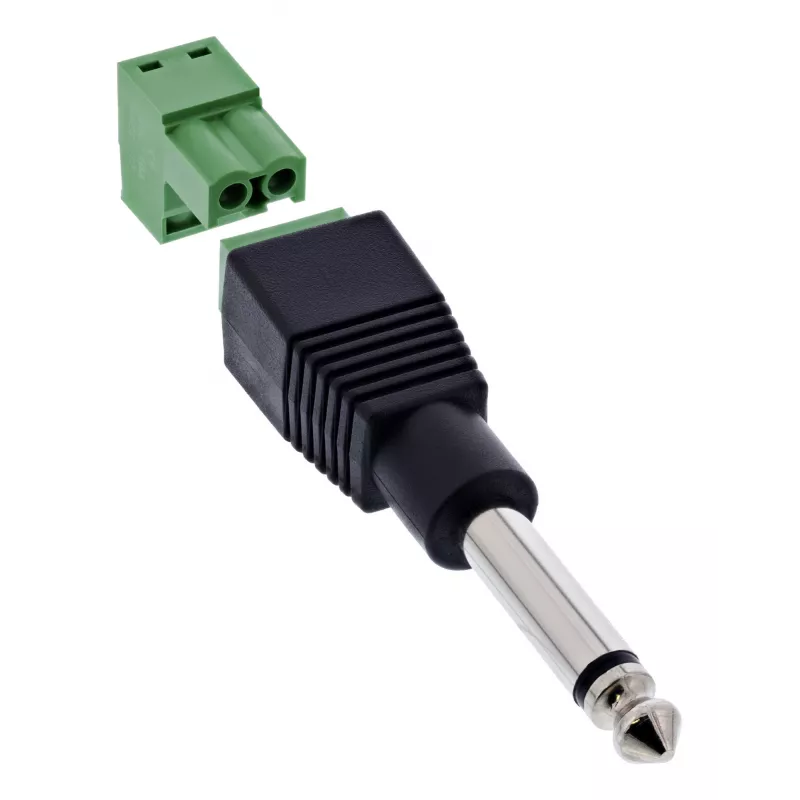 InLine 92504M Conector de cable conector jack TS de 6,35 mm 2 polos / borne de carril 2 bornes negro, verde