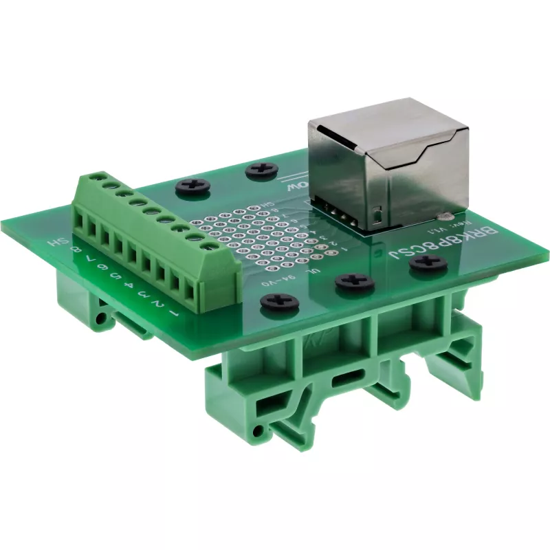 InLine 92505B Bloque de terminales con zócalo RJ45, recto, carril DIN