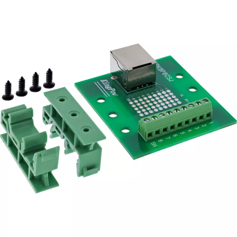 InLine 92505B Bloque de terminales con zócalo RJ45, recto, carril DIN