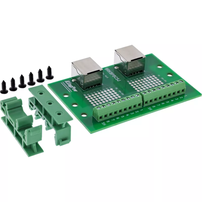 InLine 92505C Bloque de terminales con zócalo RJ45 doble, recto, carril DIN