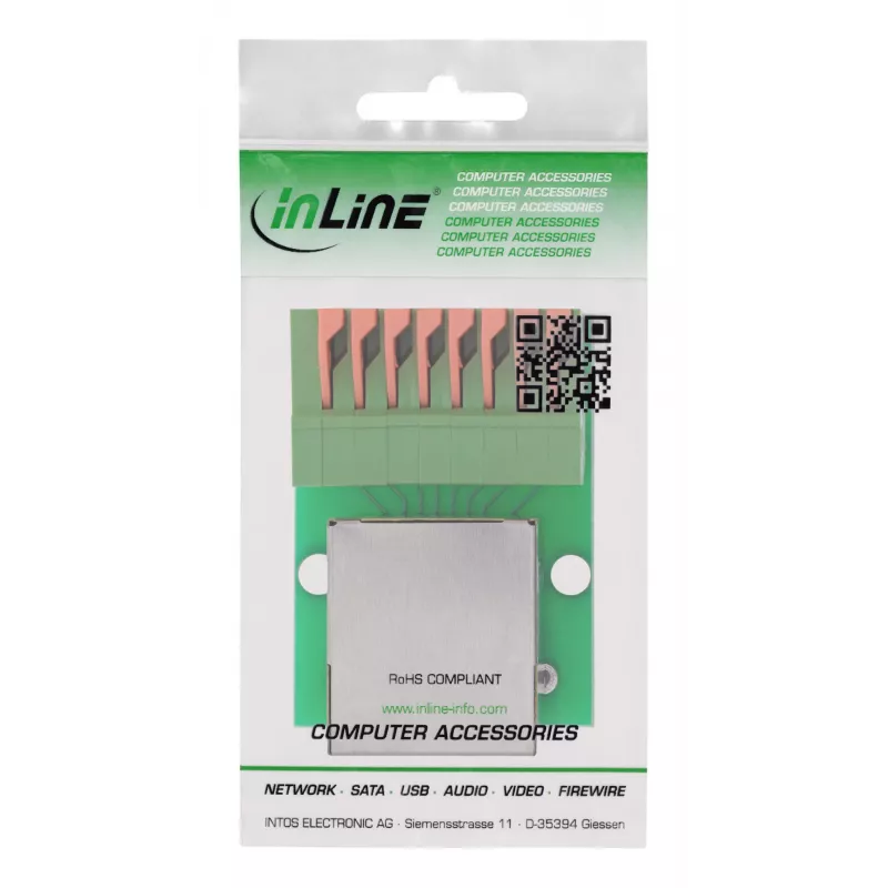 InLine 92505F Conector de cable RJ45 Cat.5e 8P8C / regleta de bornes, 8 polos verde