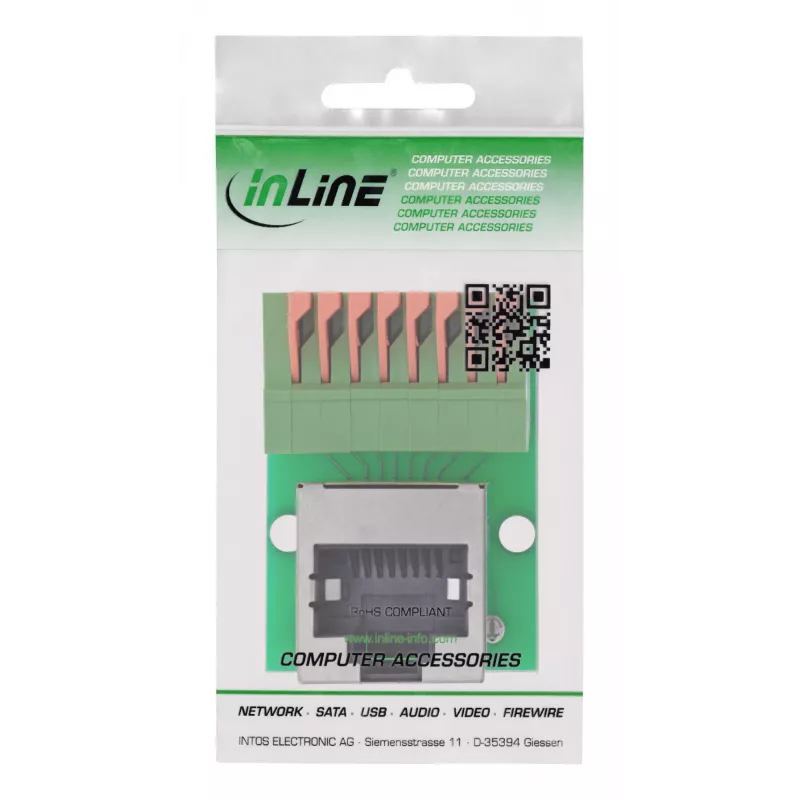 InLine 92505G Conector de cable RJ45 Cat.5e 8P8C / bloque de bornes, 8 polos verde
