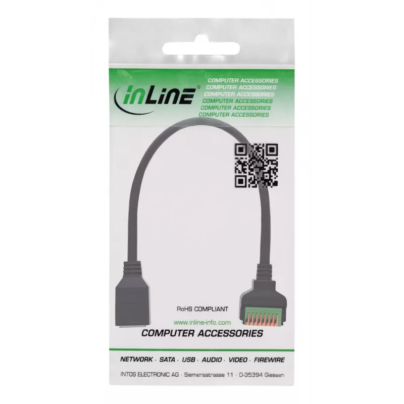 InLine 92505H Conector de cable RJ45 Cat.5e 8P8C / bloque de bornes, 8 polos negro