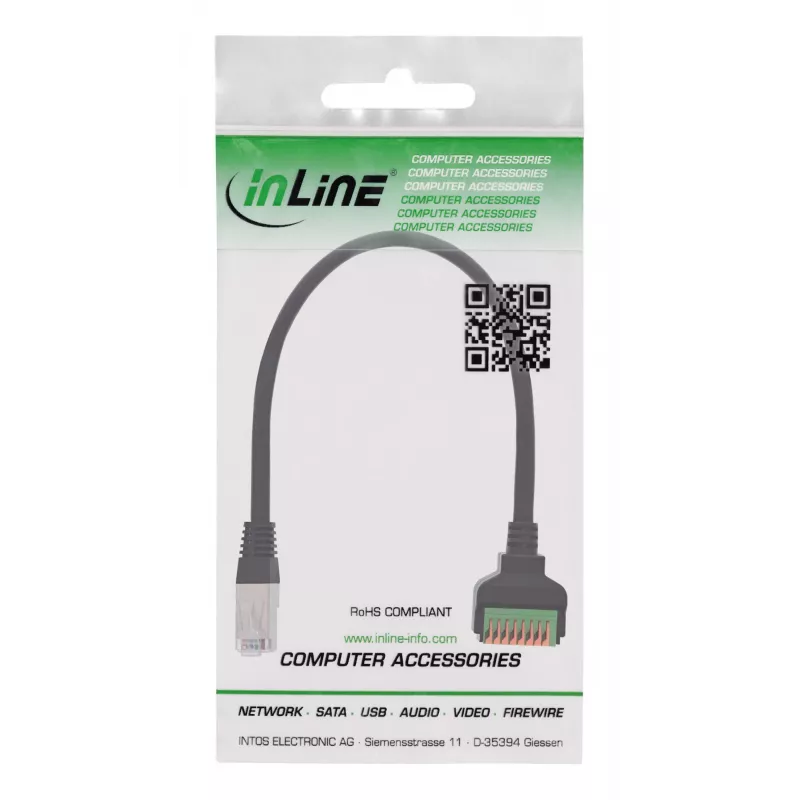 InLine 92505I Conector de cable RJ45 Cat.5e 8P8C / regleta de bornes, 8 polos negro