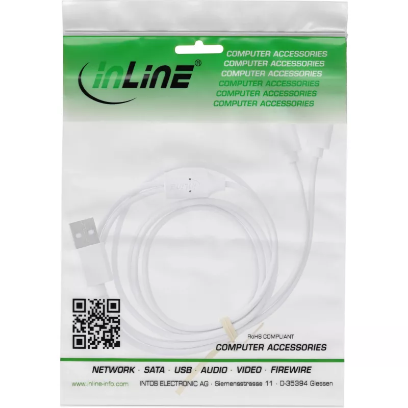 InLine 35126W Cable USB USB 2.0 0,5 m USB A 2 x USB C blanco