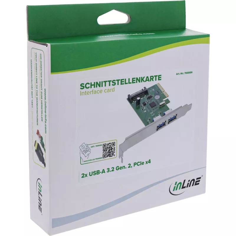 InLine 76666N Tarjeta/adaptador de interfaz interno USB 3.2 Gen 2 (3.1 Gen 2)