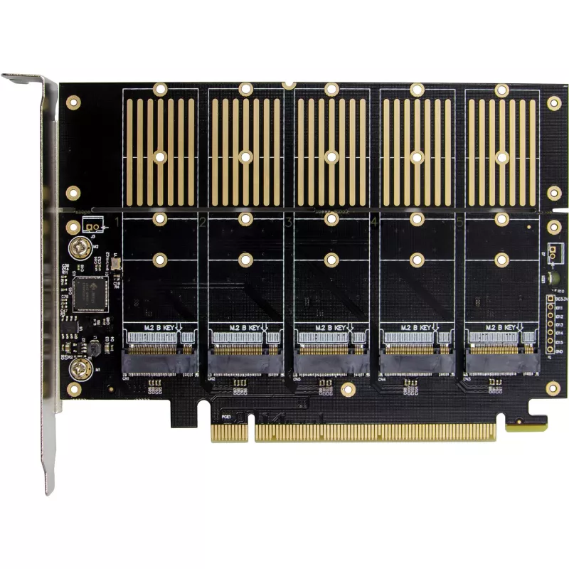 InLine 76619G Tarjeta de interfaz, PCIe x16 a 5x M.2 Key B SATA, incl. soporte Low-Profile