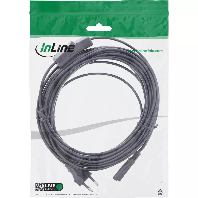 InLine 16153 Cable de alimentación negro 3 m CEE7/16 IEC C7
