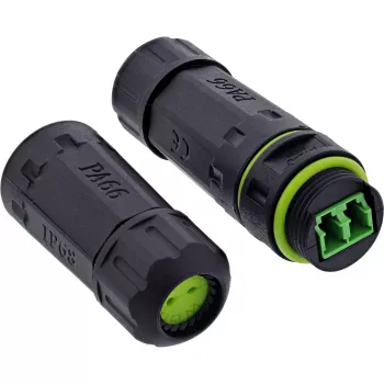 InLine 69927B Acoplador de fibra óptica LC, IP68, zócalo 2x2 LC, para exteriores, M20