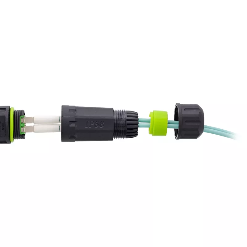 InLine 69927C Acoplador de fibra óptica LC, corto, IP68, zócalo 2x2 LC, M20