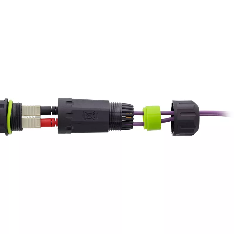 InLine 69927G Acoplador de fibra óptica SC, corto, IP68, zócalo 2x2 SC, M20