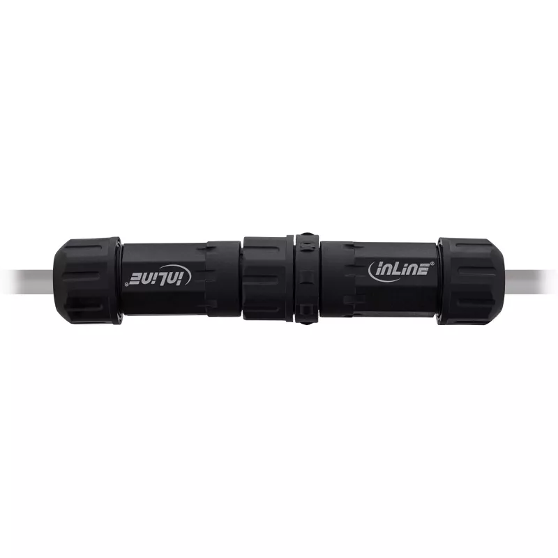 InLine 69927W Acoplador de red IP68, 3 polos, enchufe/zócalo, M20, negro