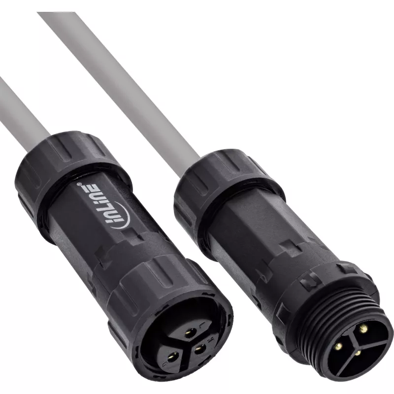 InLine 69927W Acoplador de red IP68, 3 polos, enchufe/zócalo, M20, negro