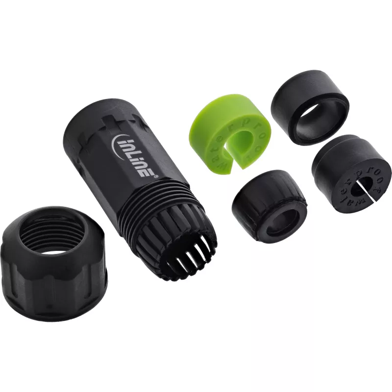 InLine 69927W Acoplador de red IP68, 3 polos, enchufe/zócalo, M20, negro