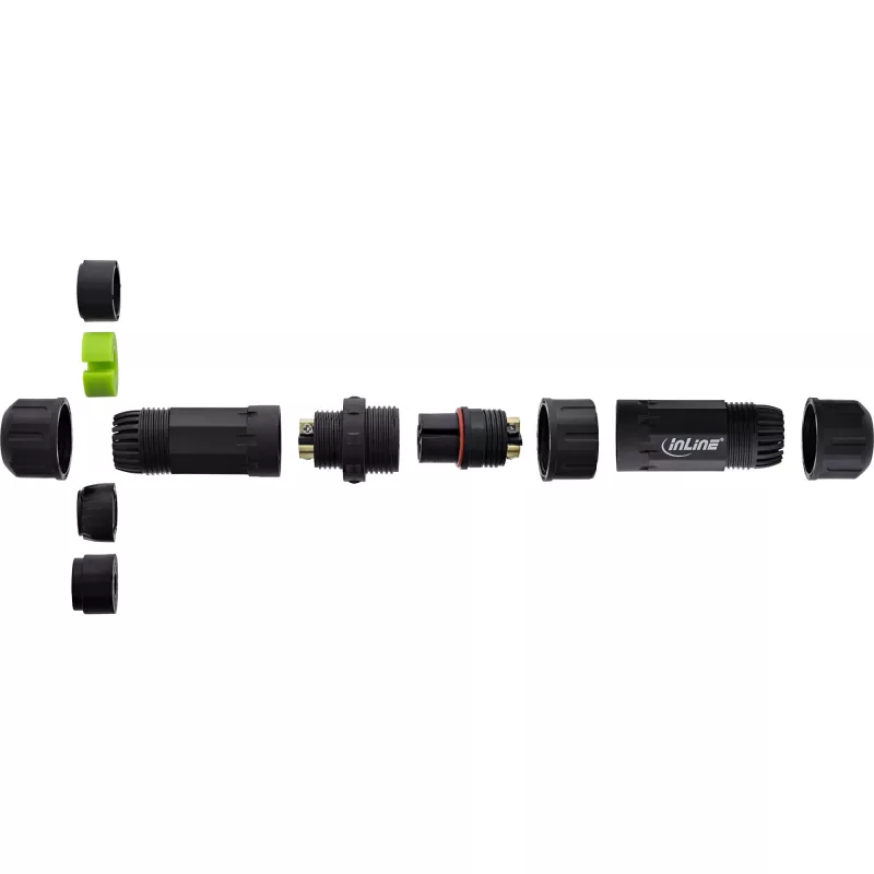 InLine 69927W Acoplador de red IP68, 3 polos, enchufe/zócalo, M20, negro