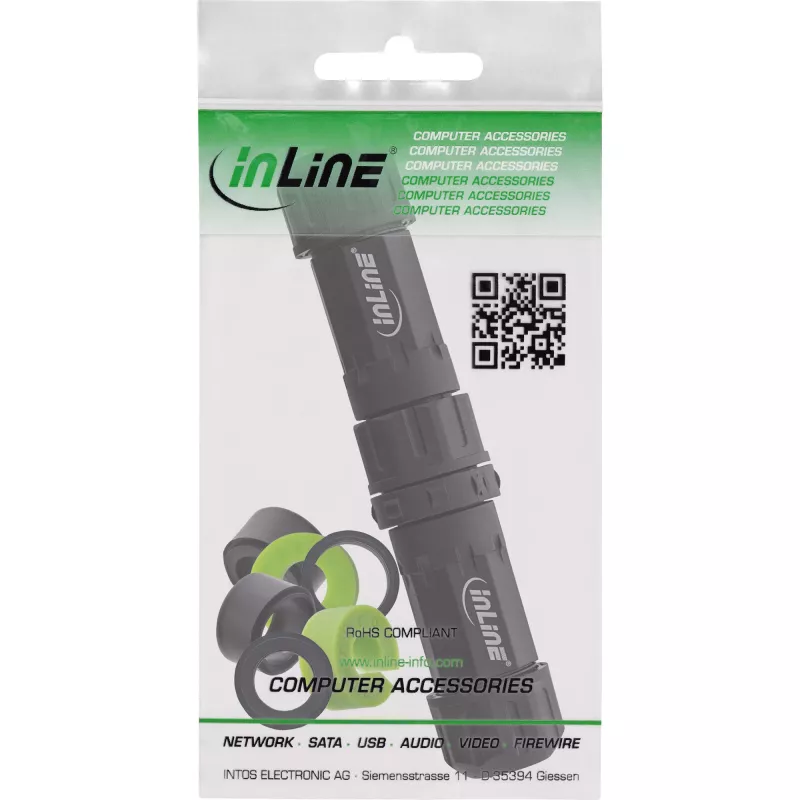 InLine 69927W Acoplador de red IP68, 3 polos, enchufe/zócalo, M20, negro