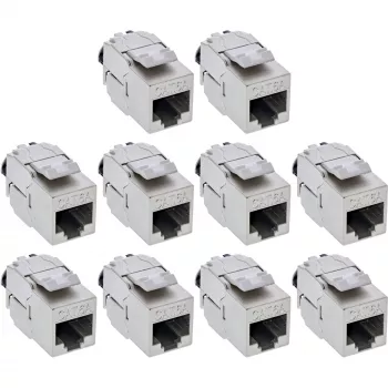 InLine 76202V Conector Keystone RJ45 slim, SNAP-In, Cat.6A, brida integrada, 10 uds.