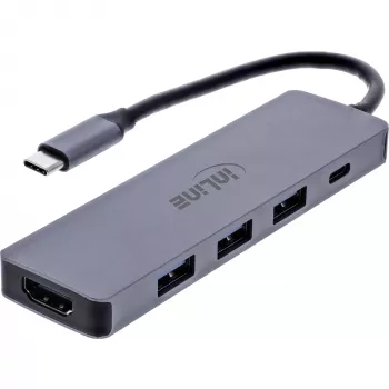InLine 33271A Hub de interfaces USB 3.2 Gen 1 (3.1 Gen 1) Type-C 5000 Mbit/s Gris